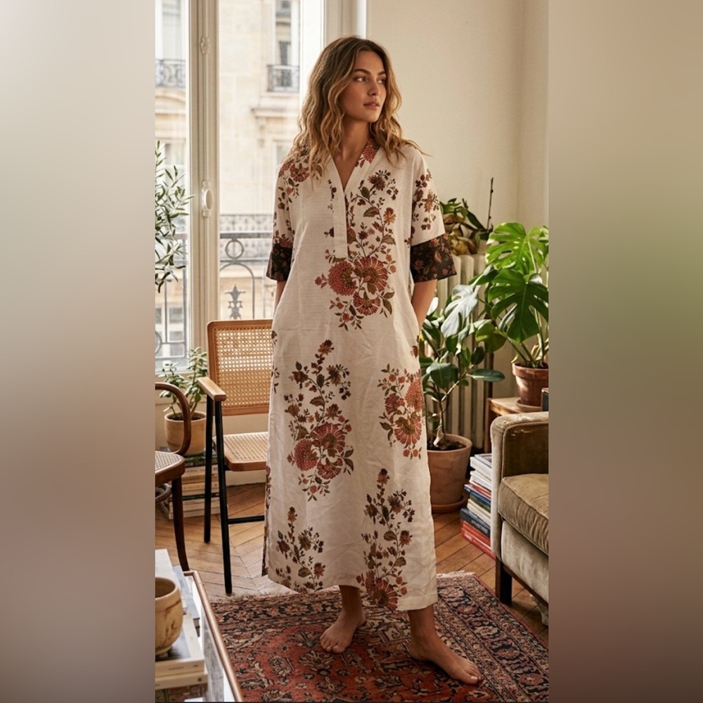 Floral Muse: Khaadi Relaxed-Fit Maxi Kurta. Size S/M.